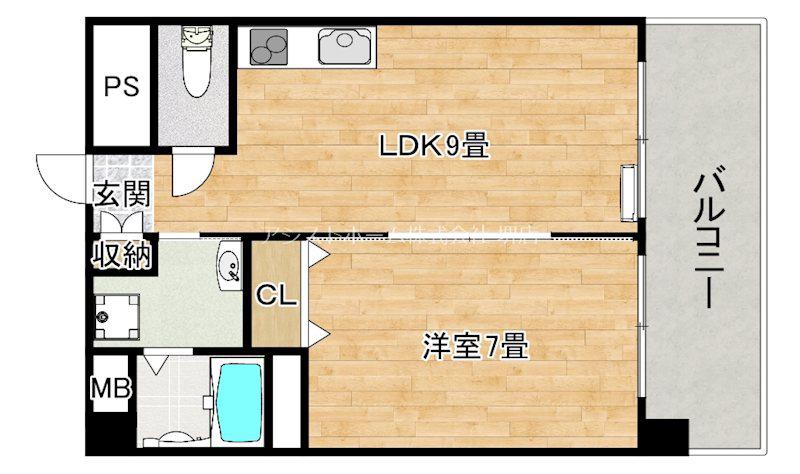 シティーコート南瓦町(1LDK/6階)の間取り写真