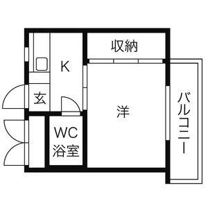 ユーロハイツ川名(1K/4階)の間取り写真