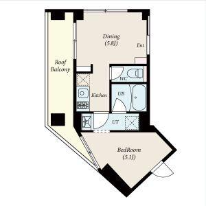 FABRIC東長崎RESIDENCE(1DK/5階)の間取り写真
