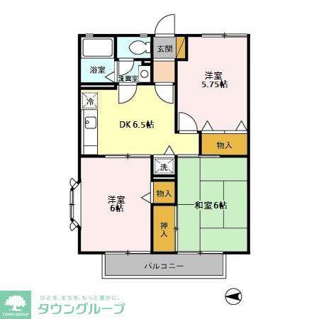 グランドールII(3DK/1階)の間取り写真