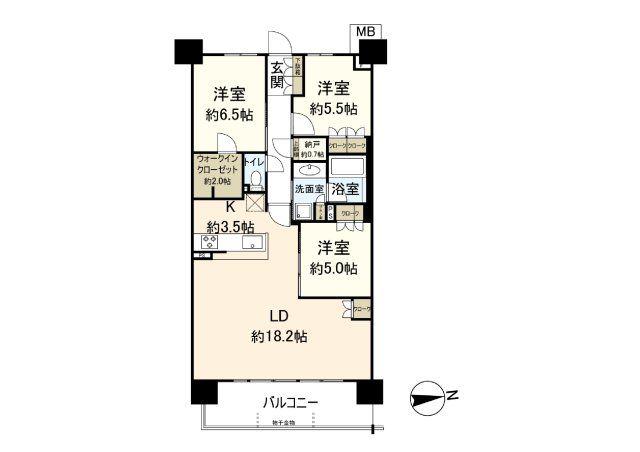 パークホームズLALA名古屋みなとアクルス(3LDK/6階)の間取り写真