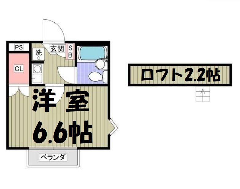 ヤングヒルズ越谷Ⅰ(1K/2階)の間取り写真