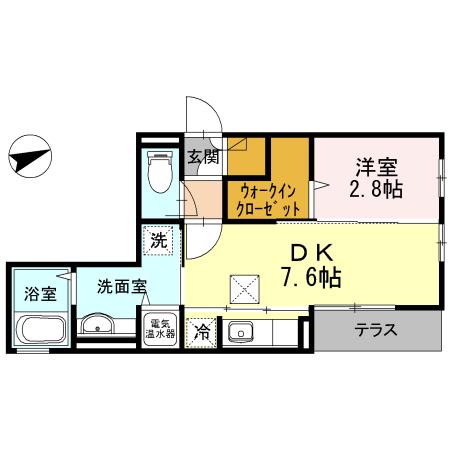 アペルトサピエンティア(1DK/3階)の間取り写真