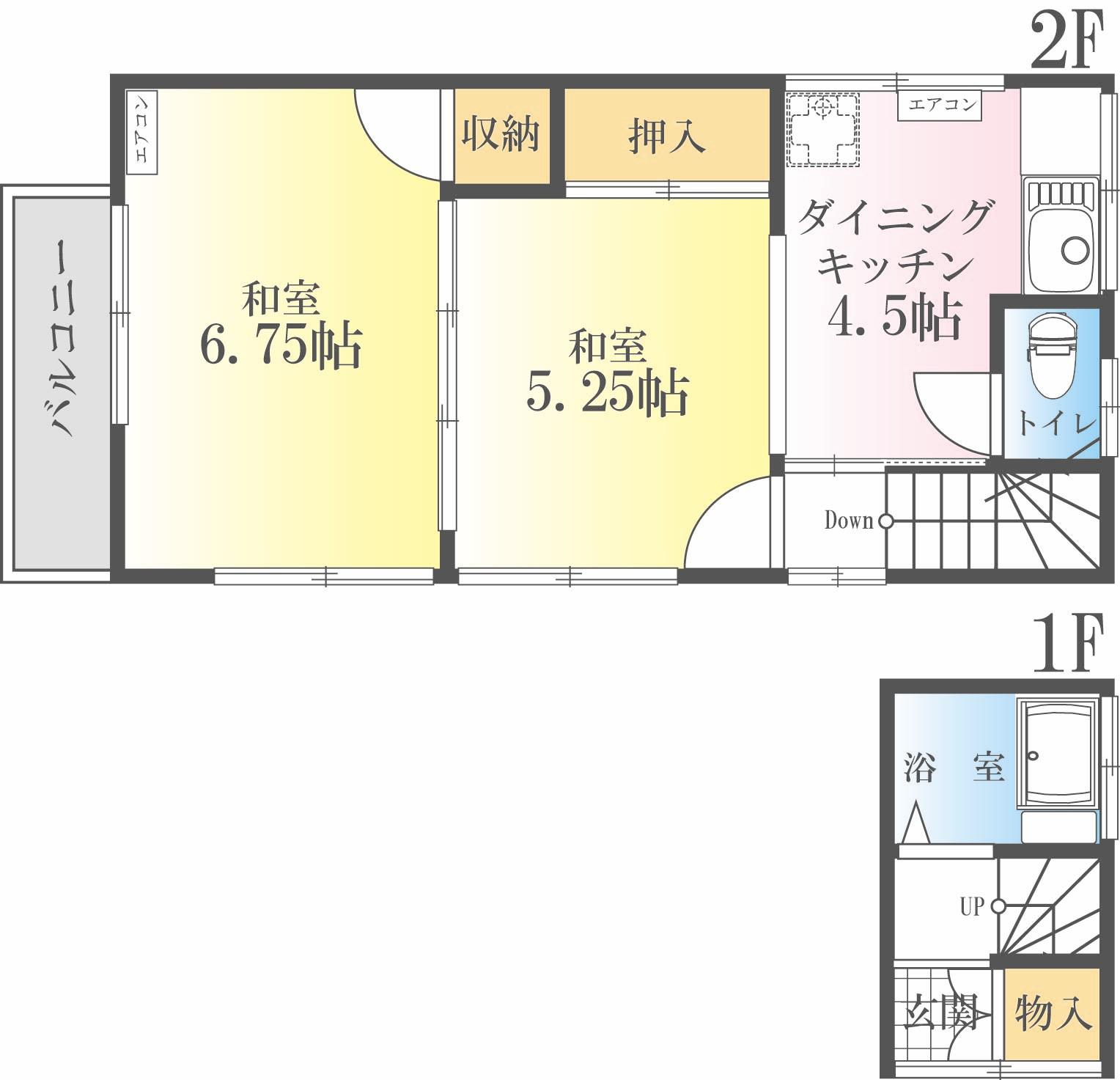 渡田東町コーポ(2DK/2階)の間取り写真