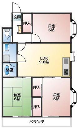 加藤ハイツ(3LDK/2階)の間取り写真