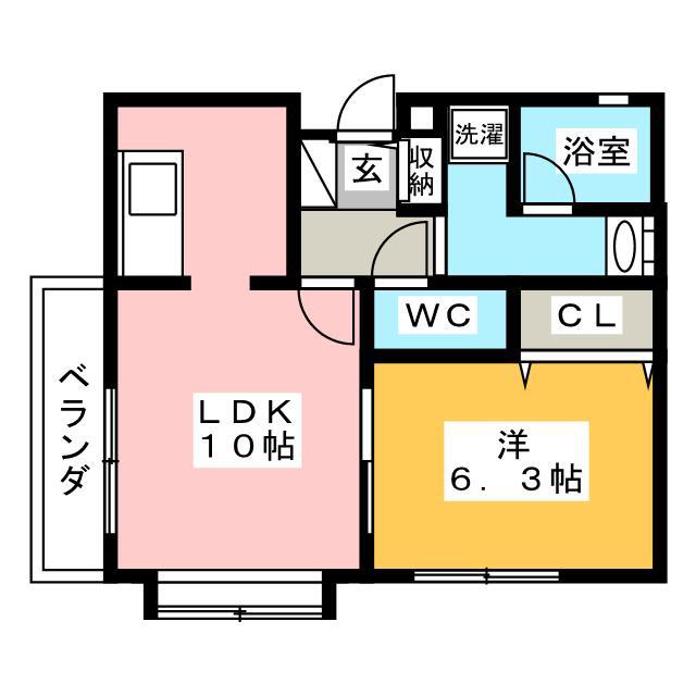 ラッセルスクエア(1LDK/1階)の間取り写真