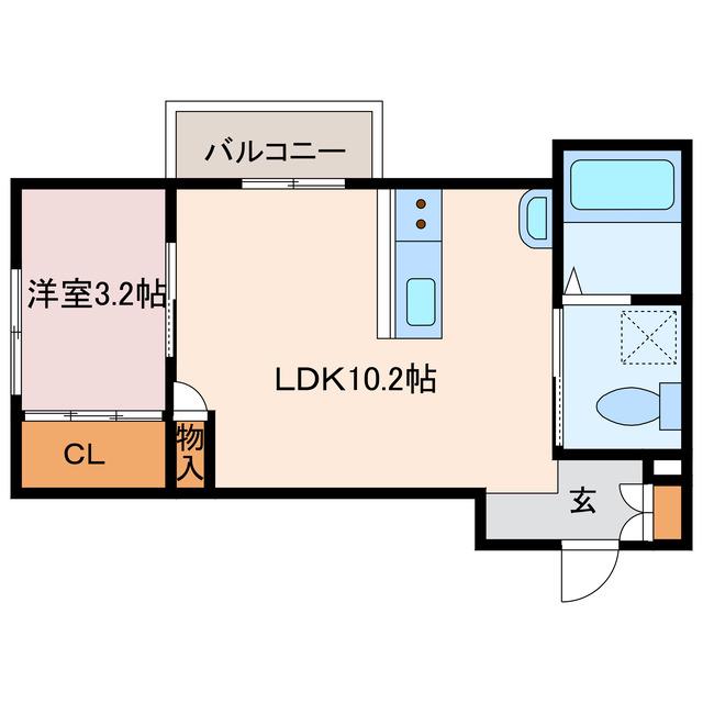 ルミエール(1LDK/2階)の間取り写真