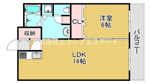 アパートメントKS福島(1LDK/2階)の間取り写真