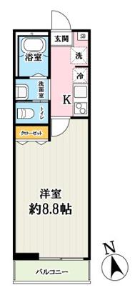 ベストみずほ台(1K/1階)の間取り写真