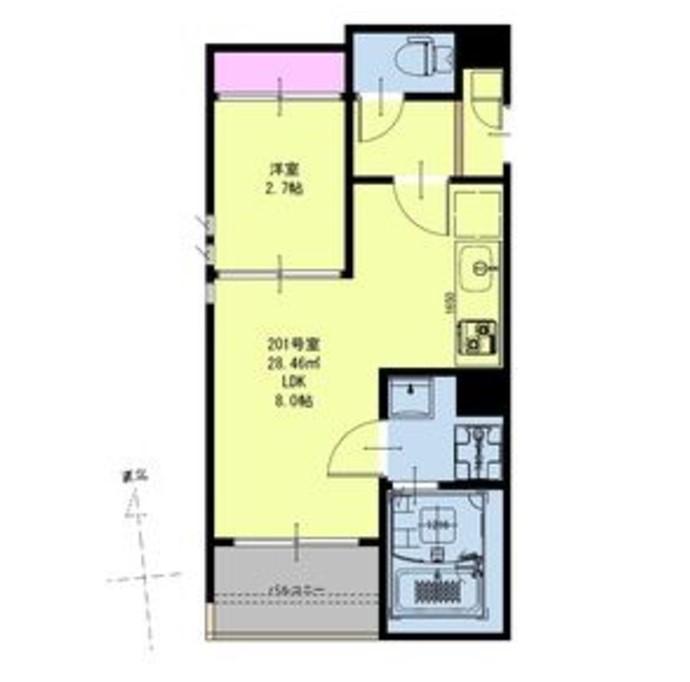 GRANDTIC台原(1LDK/2階)の間取り写真