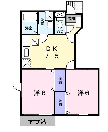 エルフMAETANI(2DK/1階)の間取り写真