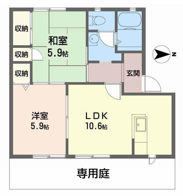 MAIOR YAMATO(2LDK/1階)の間取り写真