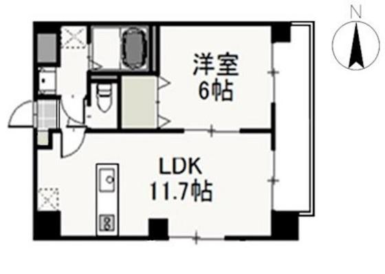 エルベ瓦町(1LDK/5階)の間取り写真