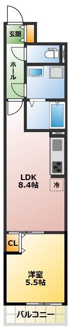 グラン エス(1LDK/2階)の間取り写真