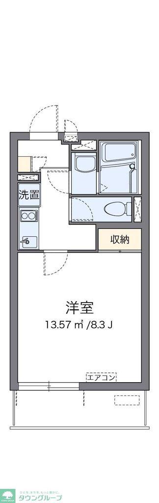 クレイノTAKA ゼータ(1K/2階)の間取り写真