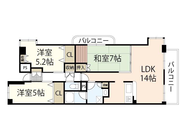 クレストコート門田(3LDK/1階)の間取り写真