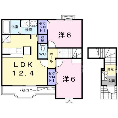 アルカンシエル(2LDK/2階)の間取り写真