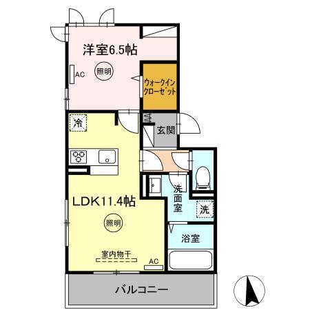 ボヌールK(1LDK/3階)の間取り写真