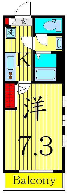 TRE SINWA(1K/2階)の間取り写真