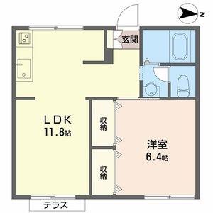 カーサベルデ(1LDK/1階)の間取り写真