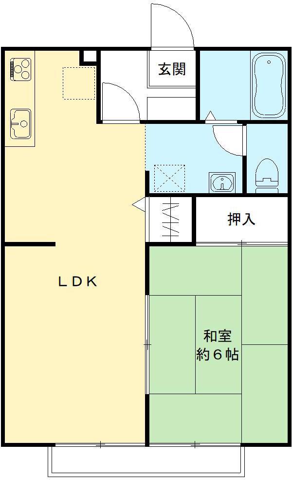 グリーンゾーン B(1LDK/1階)の間取り写真