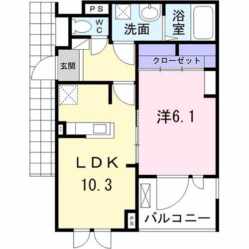 ラヴィエール(1LDK/2階)の間取り写真