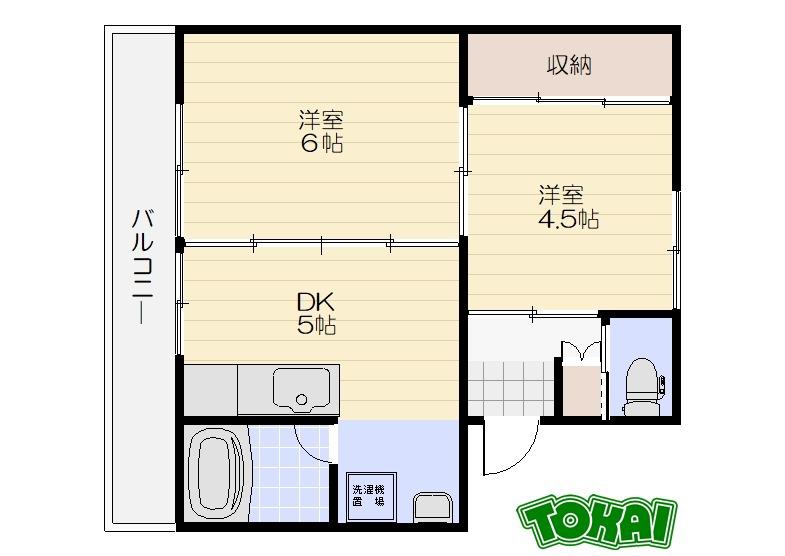 ビレッジハウス井村II号棟(2DK/5階)の間取り写真
