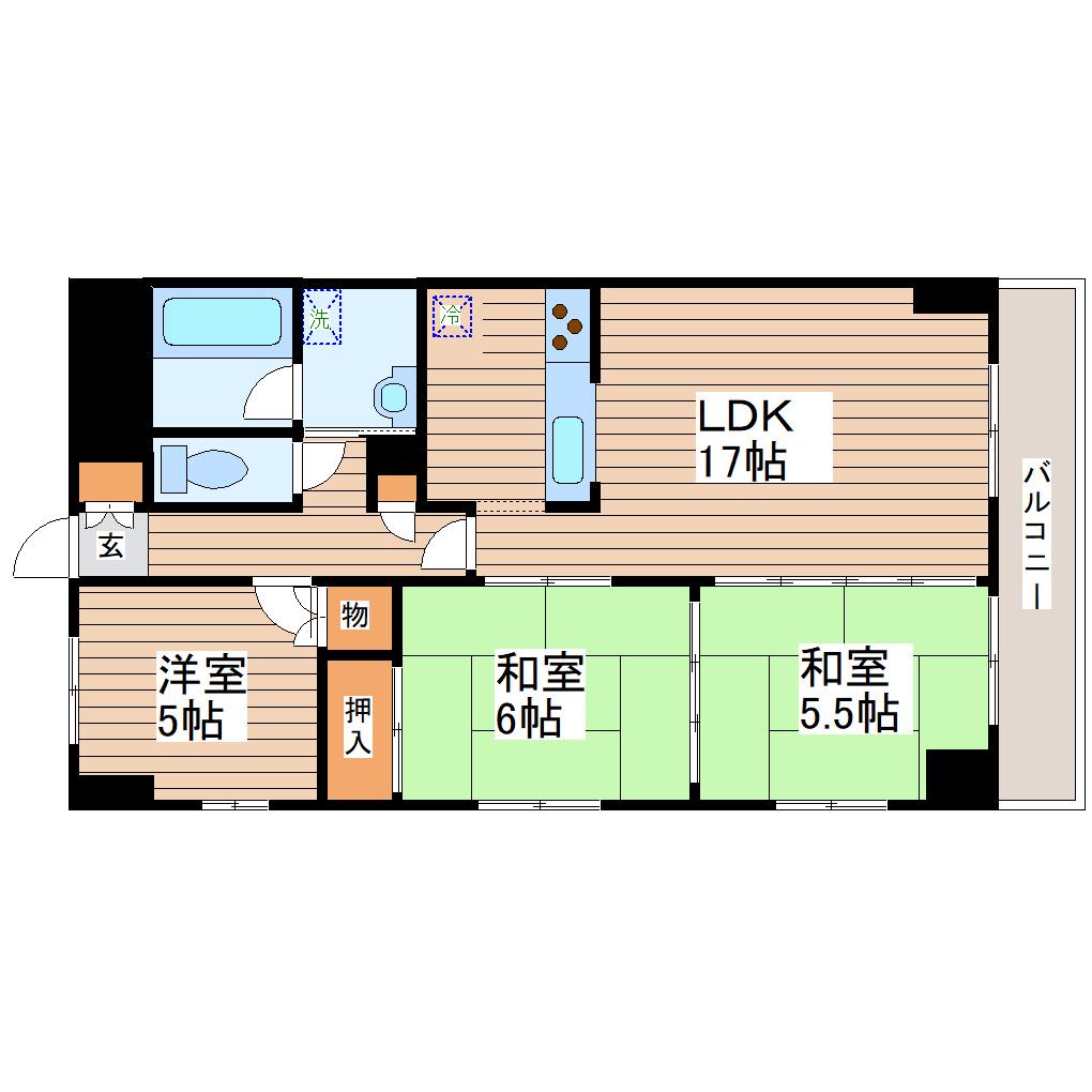 高砂関弐番館(3LDK/7階)の間取り写真