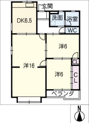 パーク・ハイツ(3DK/2階)の間取り写真