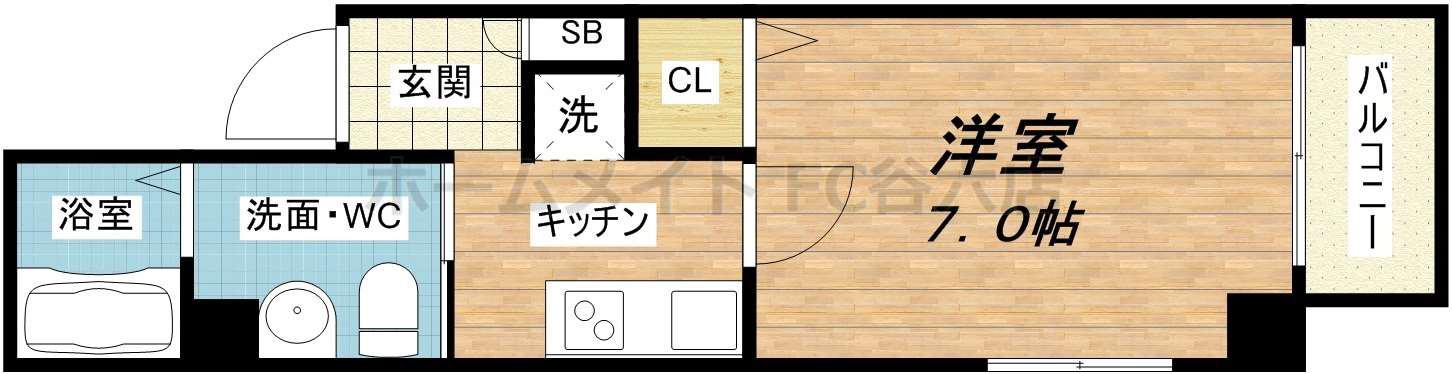 シーガルハイツ心斎橋イースト(1K/2階)の間取り写真