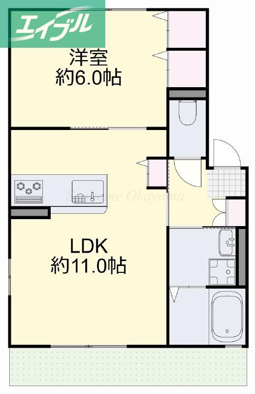 ハイム綾D(1LDK/1階)の間取り写真