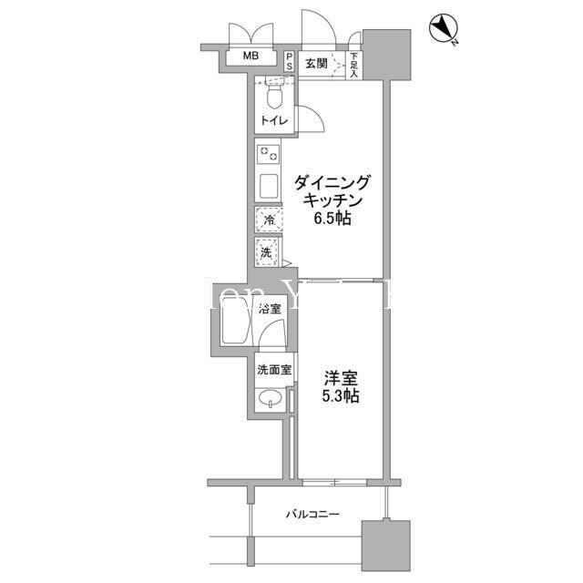 パークフラッツ横濱公園(1DK/4階)の間取り写真