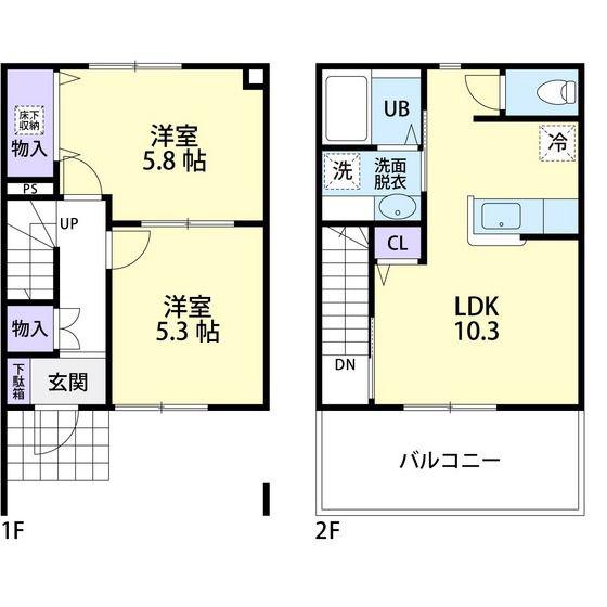 サンパティーク II(2LDK/1階)の間取り写真