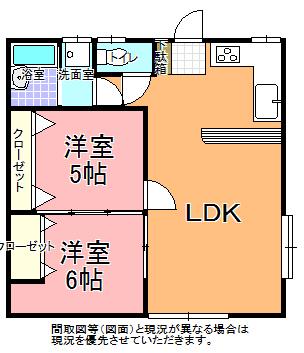ベルハウス A・B棟(2LDK/1階)の間取り写真