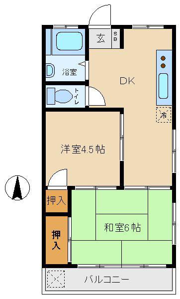 中葛西ハイツ(2K/3階)の間取り写真