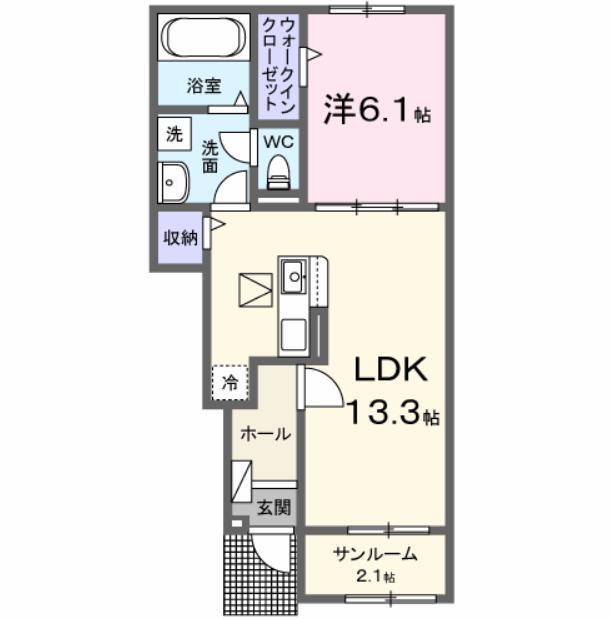 ラナンキュラス(1LDK/1階)の間取り写真