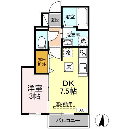 D-ROOM I(1DK/1階)の間取り写真