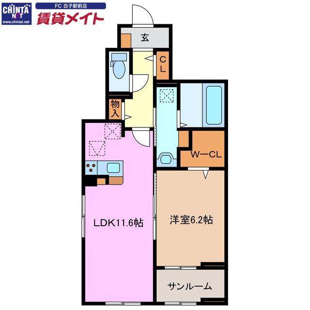 フレンド A棟(1LDK/1階)の間取り写真