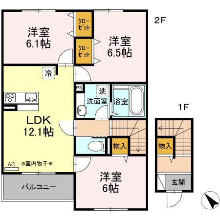 アネシス土瓜 A(3LDK/2階)の間取り写真