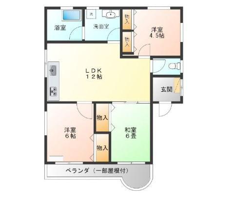 森田アパート(3LDK/3階)の間取り写真