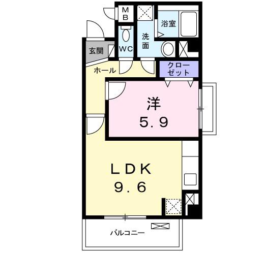 プリムーラ・S(1LDK/5階)の間取り写真