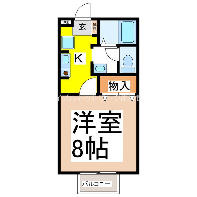 パインブリッジ稲里C(1K/1階)の間取り写真