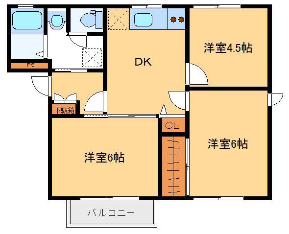 グレースハイツA(3DK/1階)の間取り写真