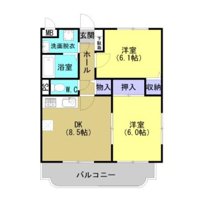 ユーミー篠崎(2DK/2階)の間取り写真