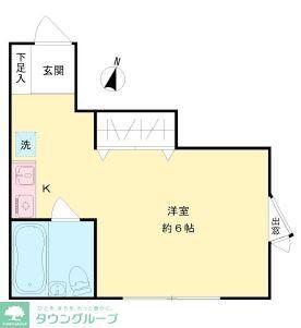 ヒルサイドA棟(ワンルーム/1階)の間取り写真