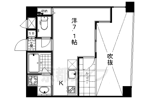 グラマシー京都(1K/9階)の間取り写真