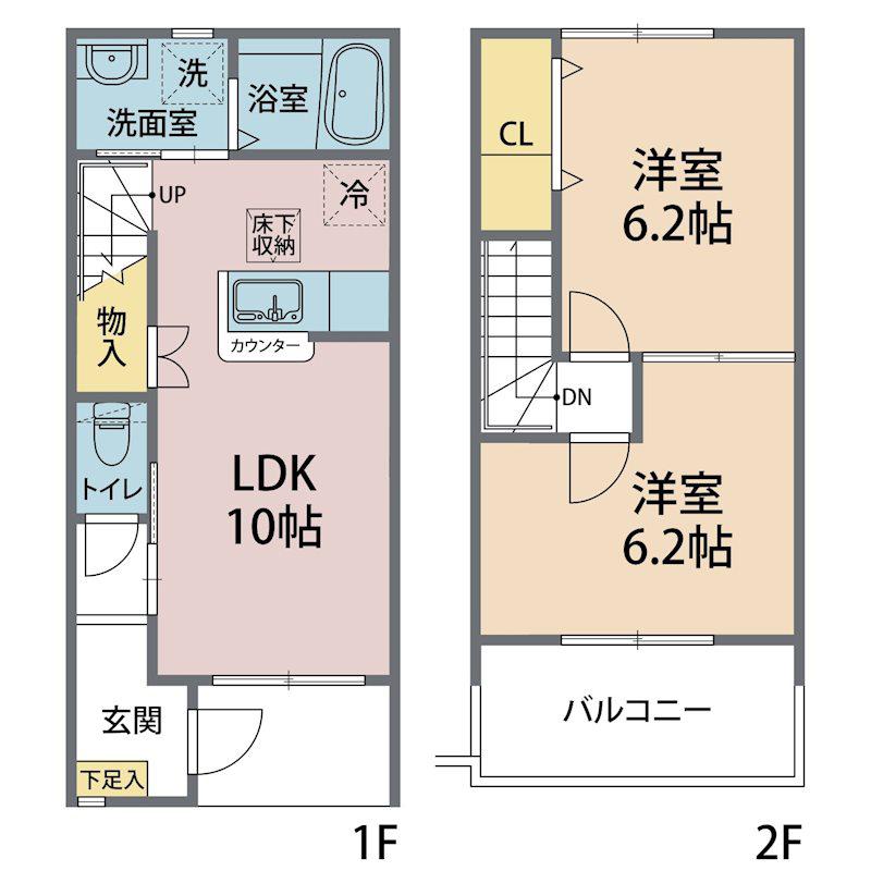 LUPINUS  B(2LDK/1階)の間取り写真