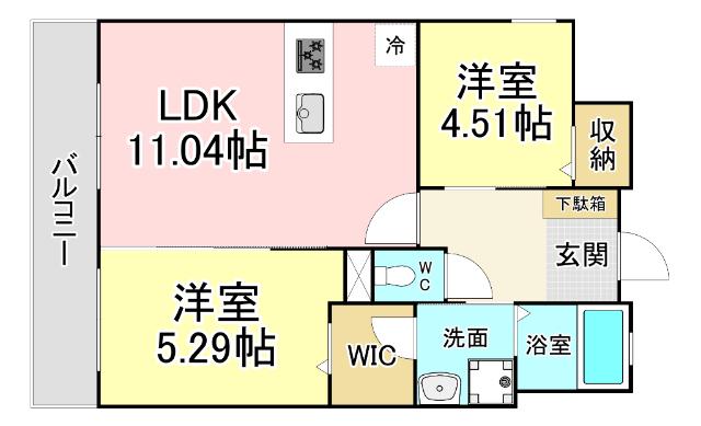 SOLUNA南小倉駅前I(2LDK/3階)の間取り写真