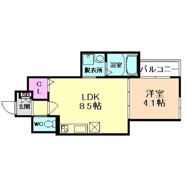 ルミエール放出(1LDK/2階)の間取り写真