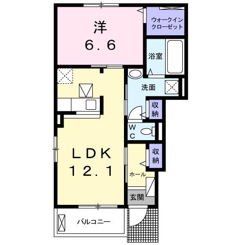クラール 安宅E(1LDK/1階)の間取り写真